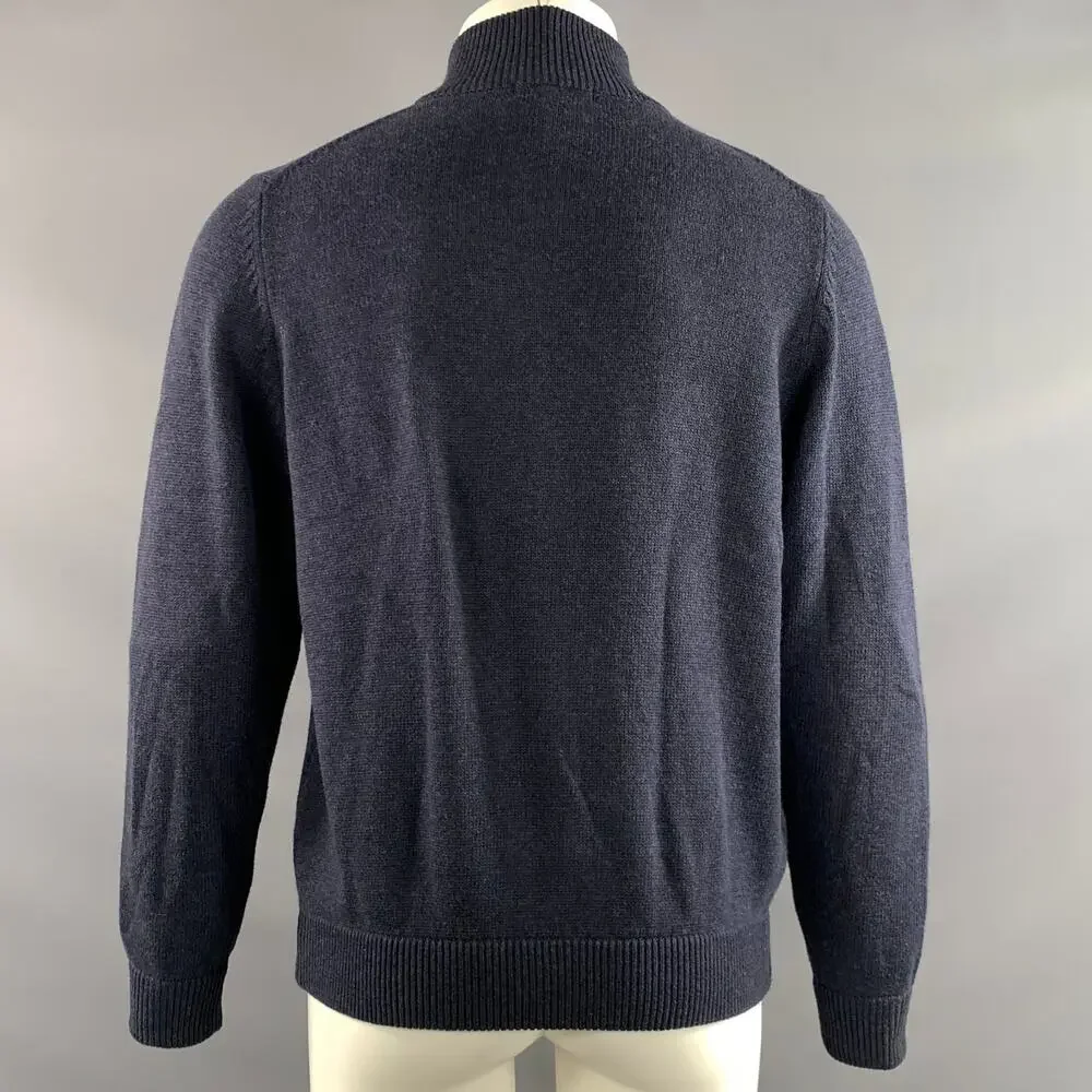 JOHNSTON & MURPHY Size M Navy Khaki Knit Cotton Wool Double Zipper Jacket